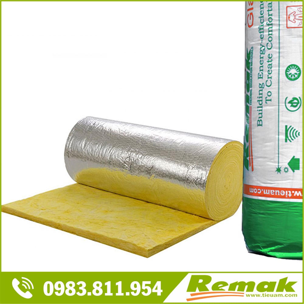 Bông thủy tinh Remak cách âm, cách nhiệt bảo ôn, chống cháy 3 Bông thủy tinh remak (Glasswool) Có 1 Mặt Bạc