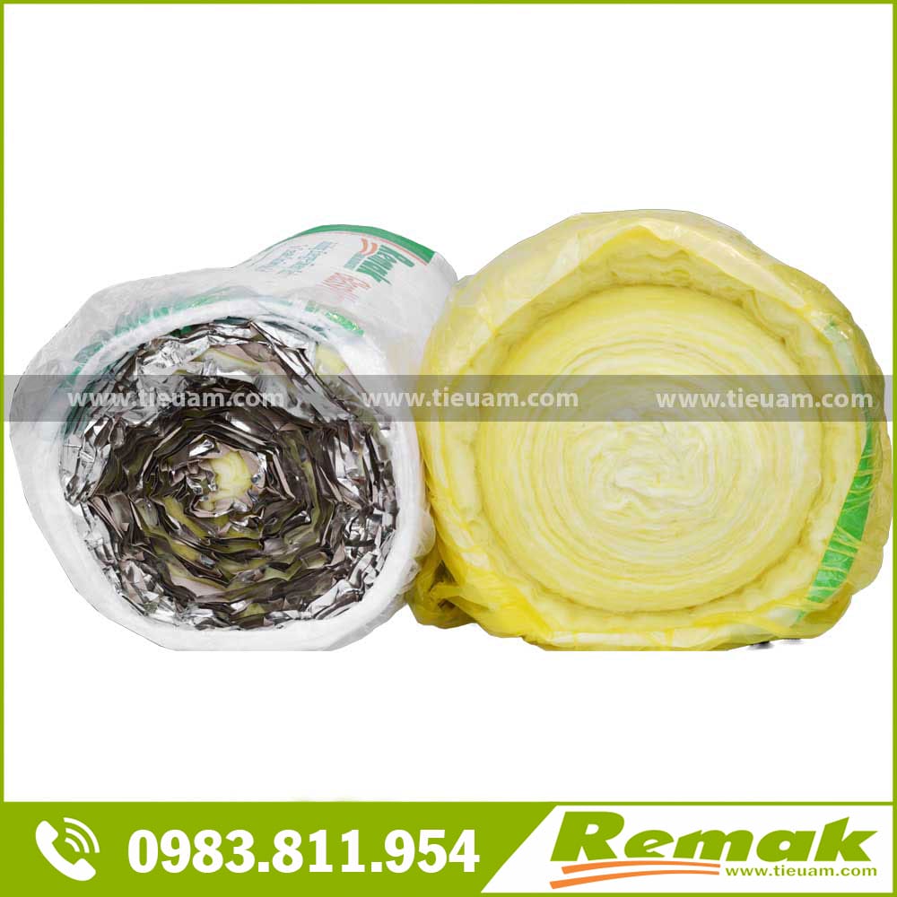 Bông thủy tinh Remak cách âm, cách nhiệt bảo ôn, chống cháy 2 Bông thủy tinh remak (Glasswool) Có 1 Mặt Bạc