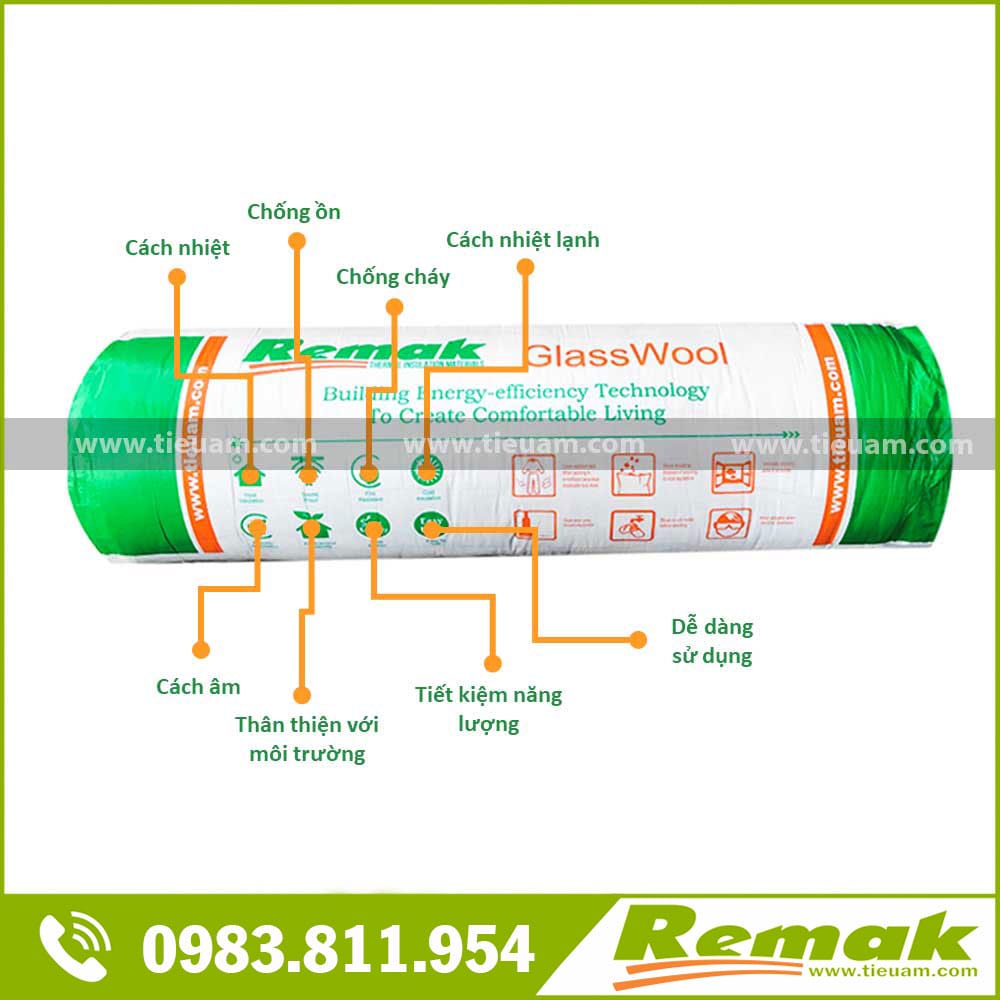 Bông thủy tinh Remak cách âm, cách nhiệt bảo ôn, chống cháy 6 Bông thủy tinh Không Bạc - Remak cách âm, cách nhiệt bảo ôn, chống cháy