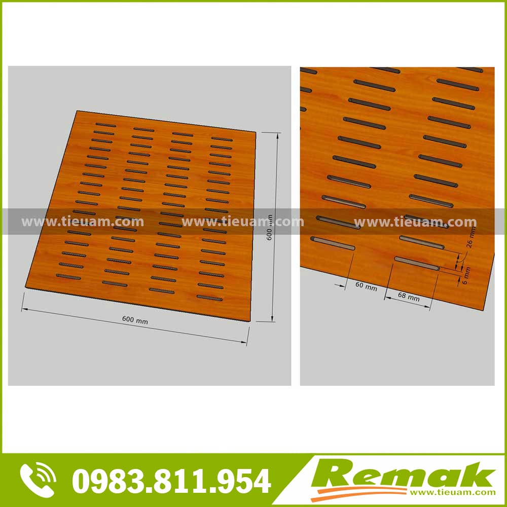 Gỗ tiêu âm soi rãnh vách, trần - Remak® Wooden Acoustic Slotted 6 Gỗ tiêu âm soi rãnh Remak® Wooden Acoustic Slotted